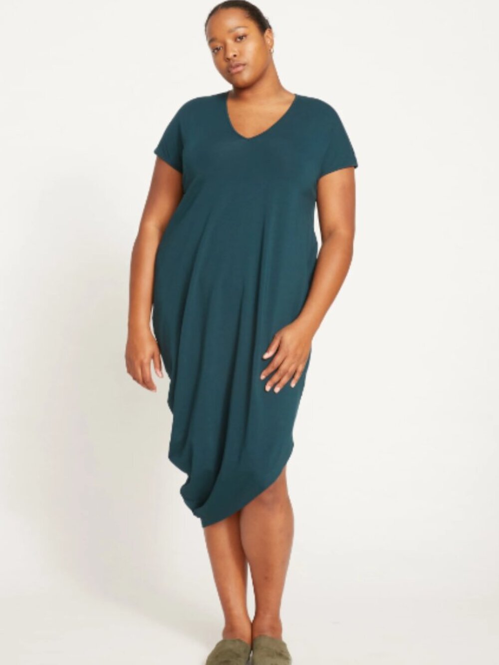 Universal Standard Deep Sea Geneva V-Neck Dress M 18/20 Pima Cotton Peru